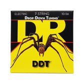 DR Strings DDT 7-String Drop-Down Tuning Nickel Plated Steel Electric Guitar Strings, Medium, 10-56