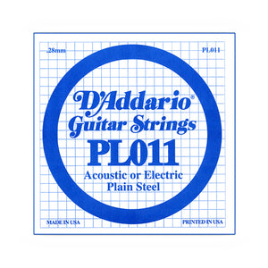 D'Addario PL011 Plain Steel Singles, .011