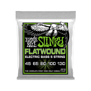 Ernie Ball Regular Slinky 5-String Flatwound Electric Bass Strings, 45-130