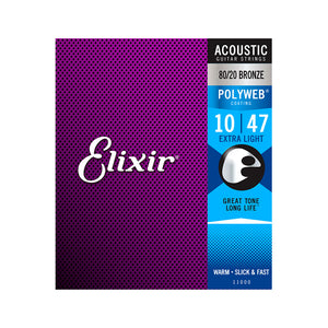 Elixir 11000 Polyweb 80/20 Bronze Acoustic Guitar Strings 10-47