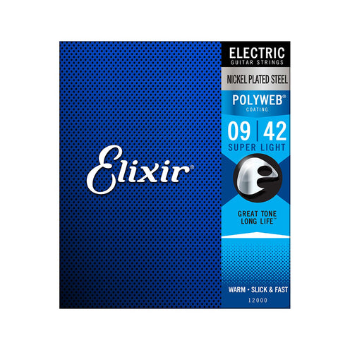 Elixir 12000 Polyweb Electric Guitar Strings, Super Light, 9-42