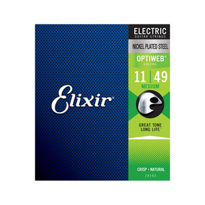 Elixir 19102 Optiweb Electric Guitar Strings, Medium, 11-49