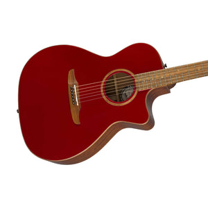 Fender California Newporter Classic Medium-Sized Acoustic Guitar w/Bag, Hot Rod Red Metallic