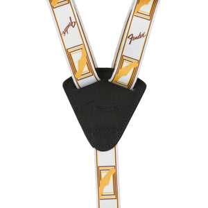 Fender Monogrammed Ukulele Strap, White/Brown/Yellow