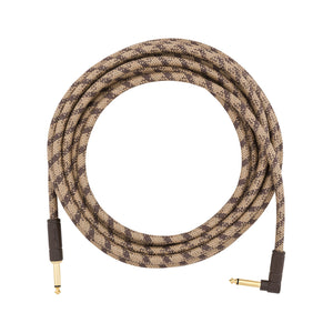 Fender Festival Hemp Angled Instrument Cable, 18.6ft, Pure Hemp, Brown Stripe