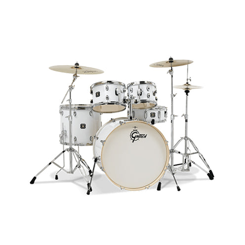 Gretsch GE4E825W Energy 5-Piece Drum Kit w/Hardware (22inch BD), No Cymbals, White