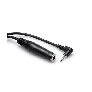 Hosa MHE-100-5 Extension Cable, 1/4inch(F) to 3.5mm (M) Angled, 6inch