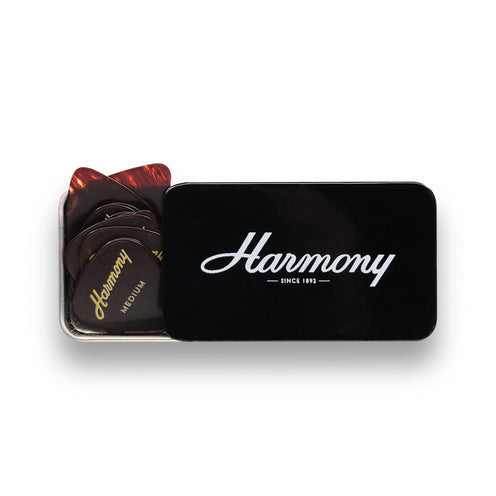 Harmony Celluloid Tortoise Standard Guitar Pick, Medium, 12-Pick Tin