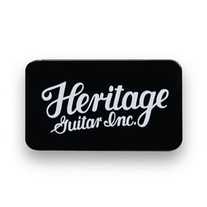 Heritage Celluloid Black Vintage Guitar Pick, Thin, 12-Pick Tin