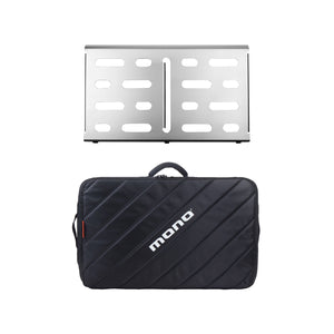 MONO Pedalboard Medium, Silver and Tour Accessory Case 2.0, Black