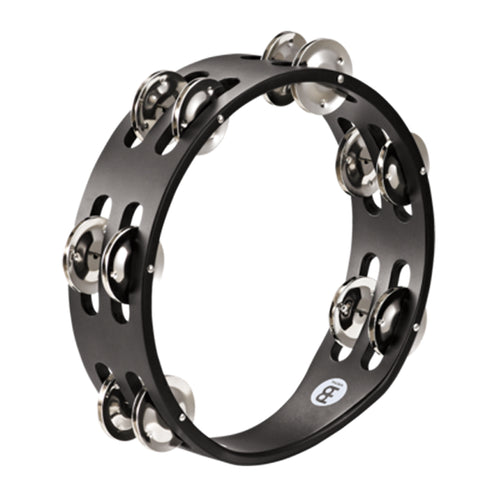 MEINL CTA2S-BK Compact Wood Tambourine, Nickel Plated Steel Jingles